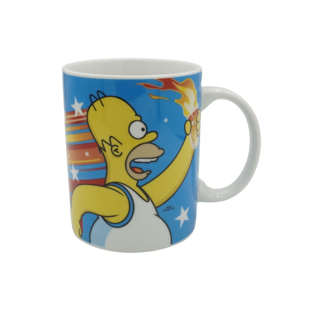 Mug with a cartoon character design on a white background