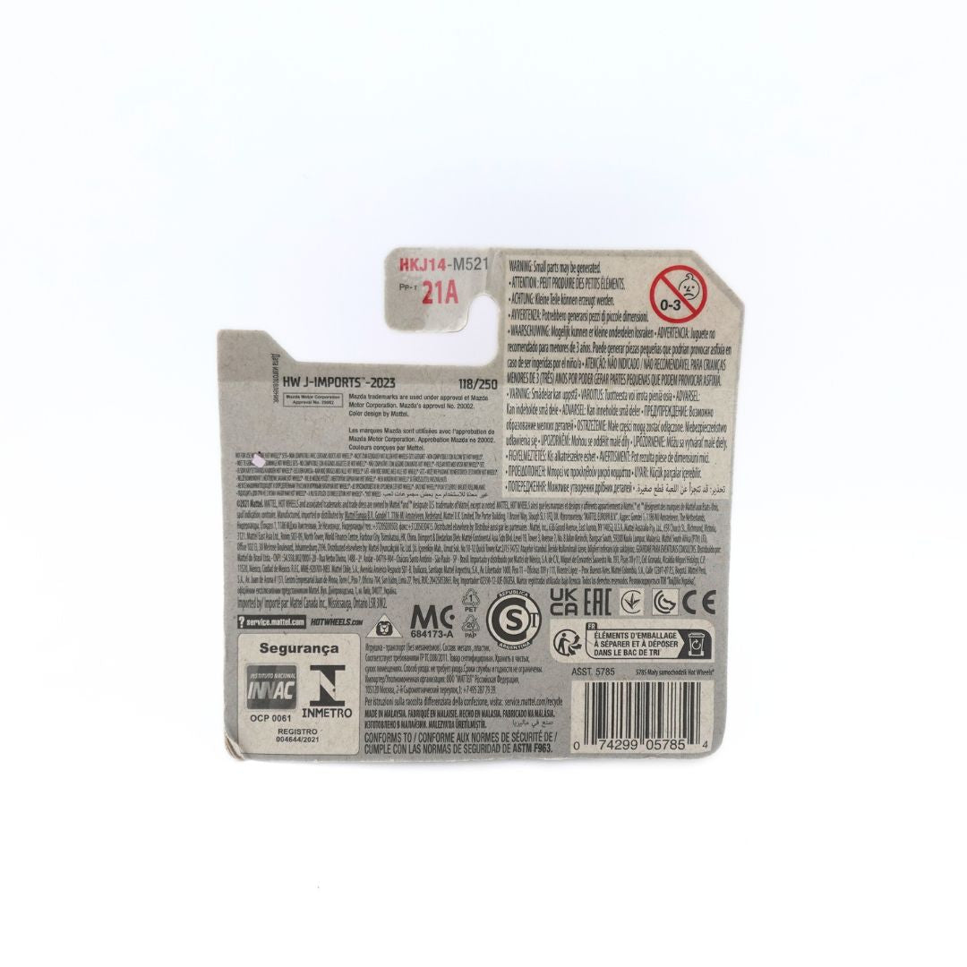 Photo of the short cardback on a 2023 Hot Wheels release