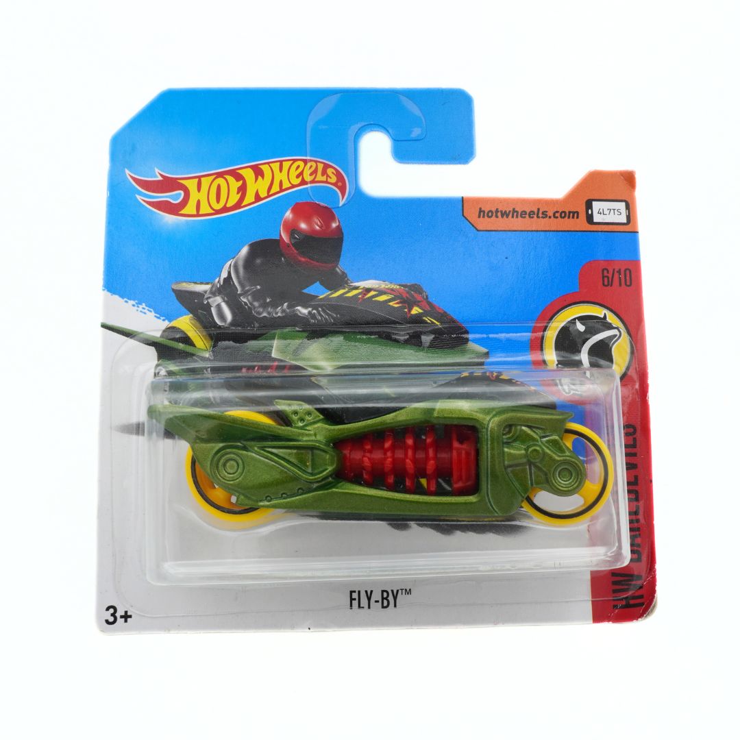 Hot Wheels Fly-By toy car in packaging with visible branding