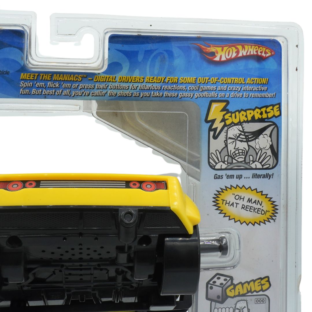 Hot Wheels toy car in packaging with text and graphics on a white background