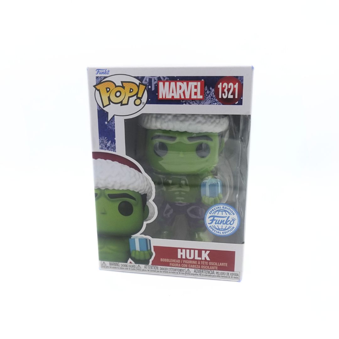 Photo of the Hulk Christmas Pop Vinyl figurine inside its box