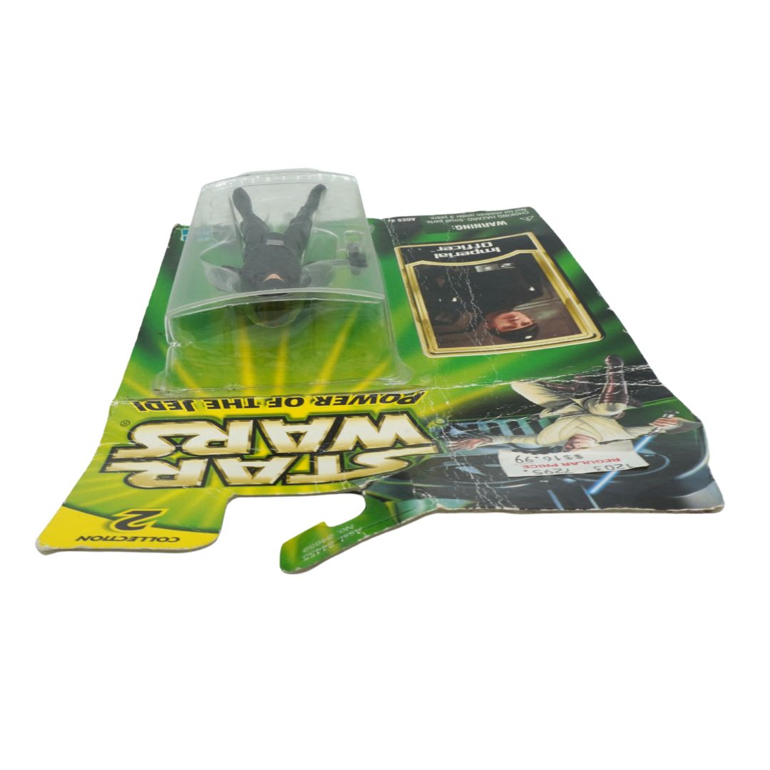 Toy figure in packaging with 'Star Wars' branding on a white background