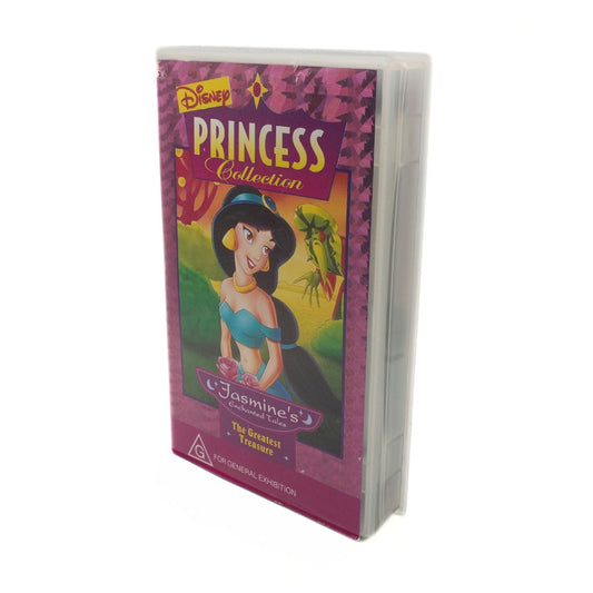 VHS tape of Disney Princess Collection featuring Jasmine on a white background