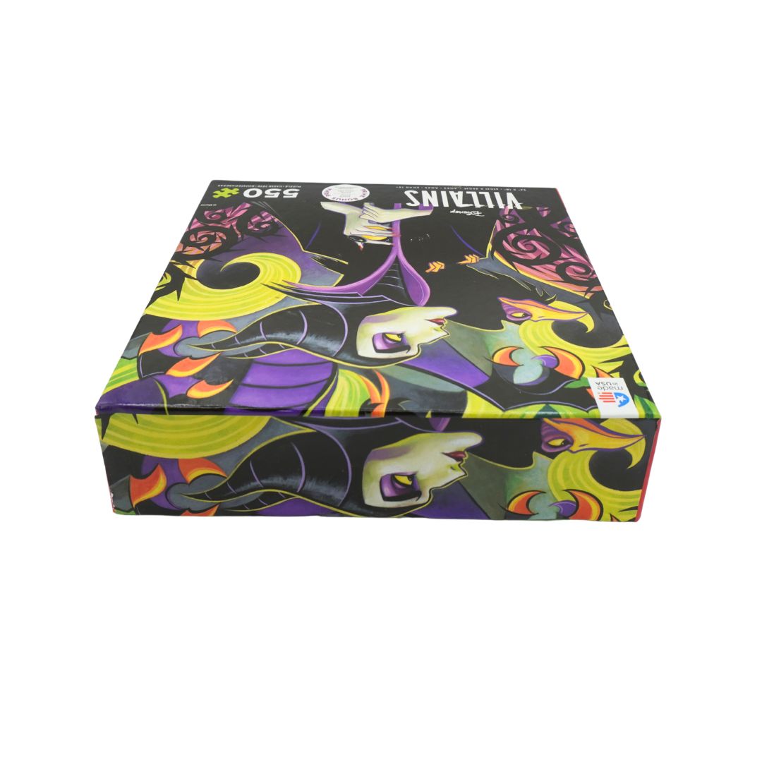 A 550-piece jigsaw puzzle box featuring a stylized illustration of the character Villaina from The Nightmare Before Christmas, shown on a plain white background.