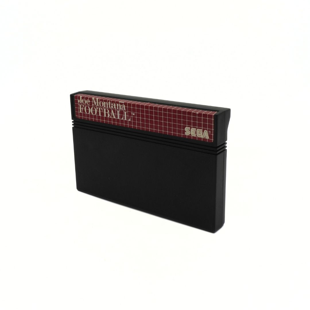 Sega game cartridge for 'Joe Montana Football' on a white background