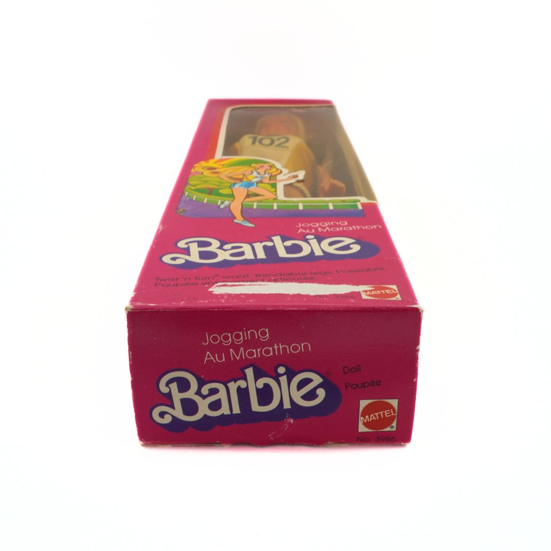 Vintage Barbie jogging doll packaging on a white background