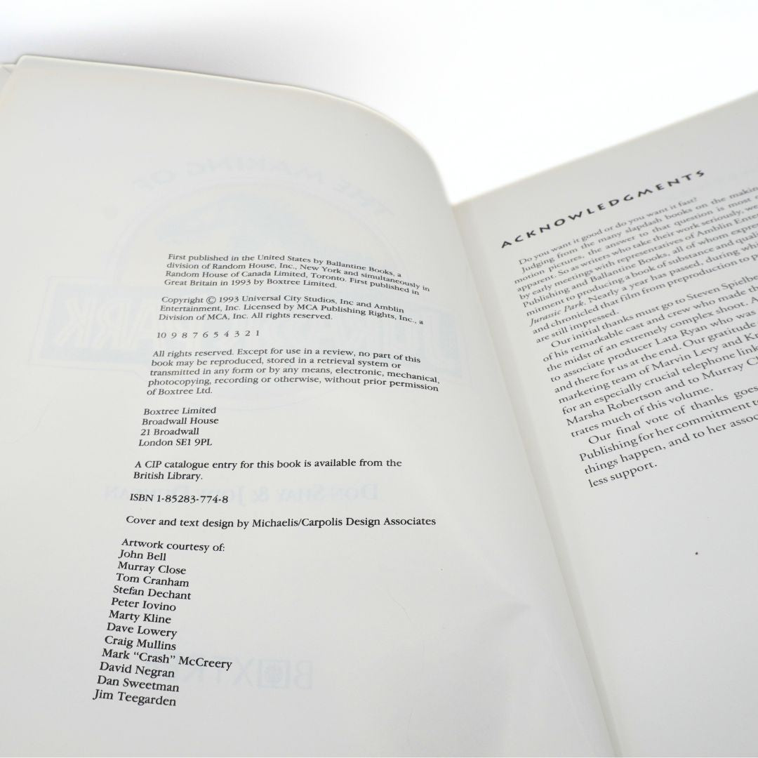 Open book showing the the copyright page with copyright and design credits.