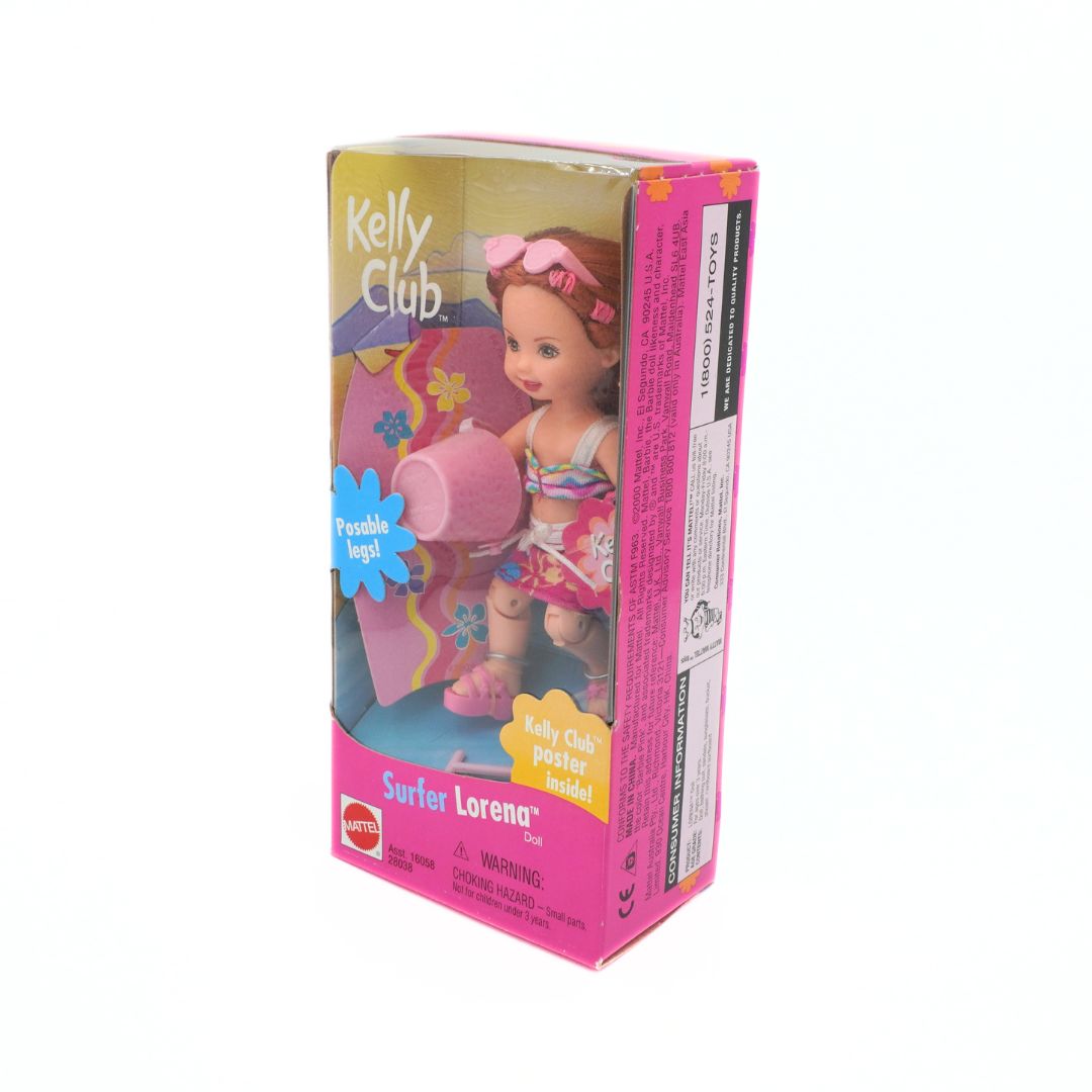 Toy doll packaging with a pink background and colorful graphics