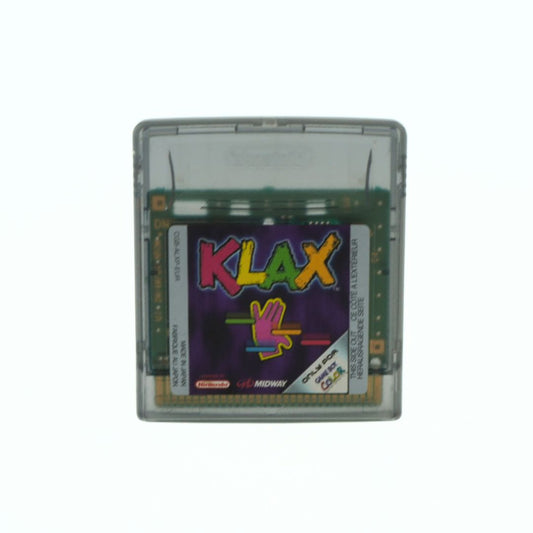 KLAX game cartridge on a white background