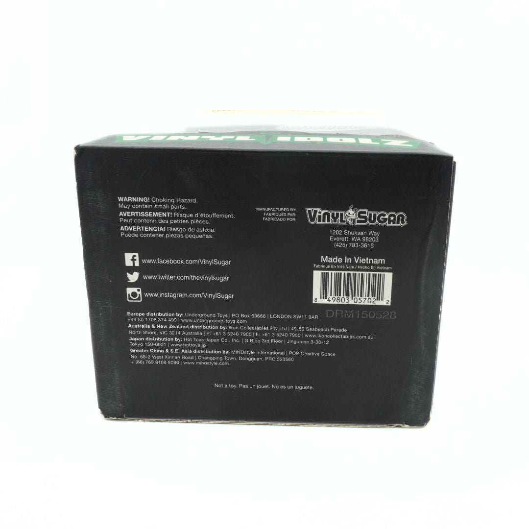 Back of a black box with Vinyl Sugar branding and product information.