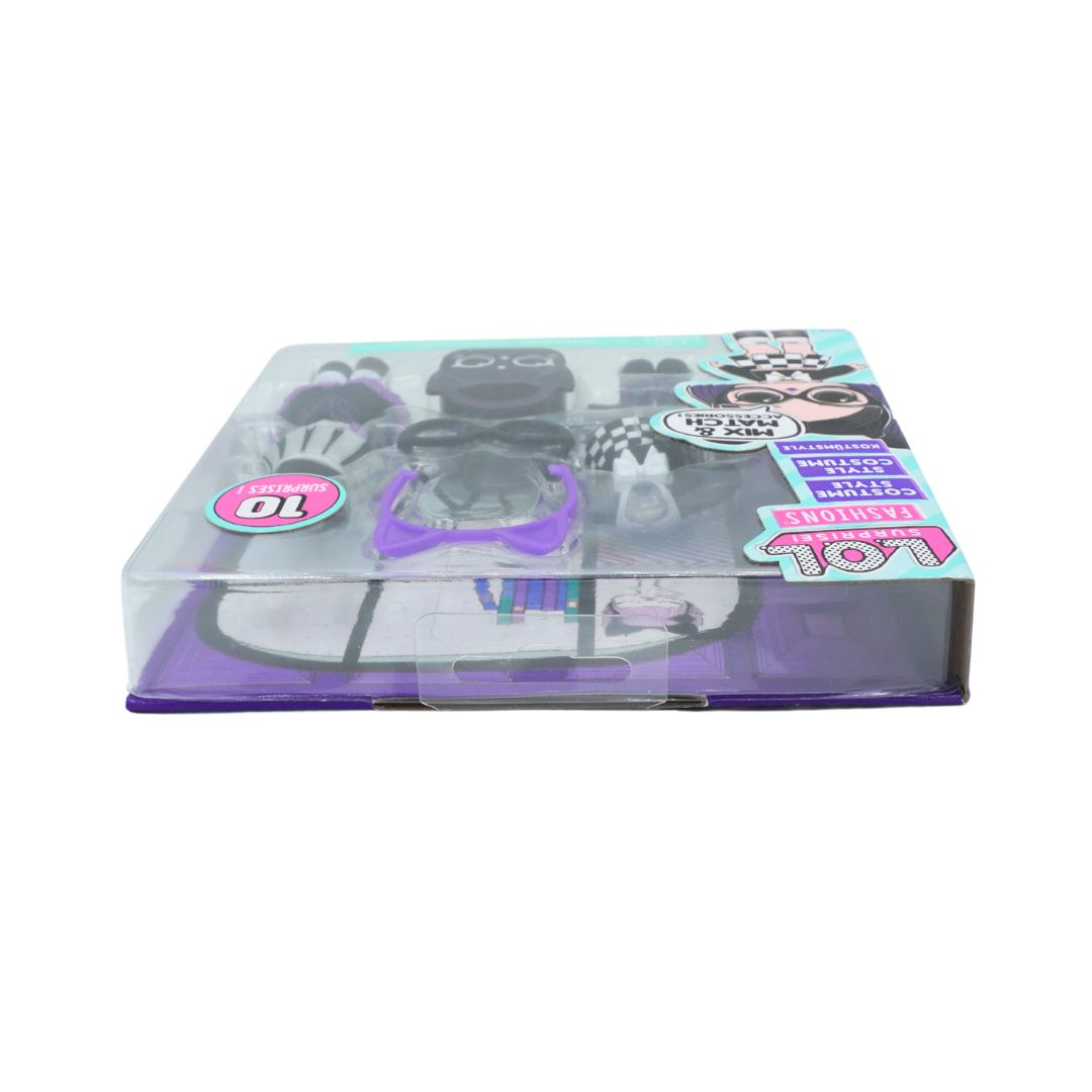 A packaged toy set in a clear plastic box with a purple base and colorful printed graphics on the lid, photographed against a plain white background.