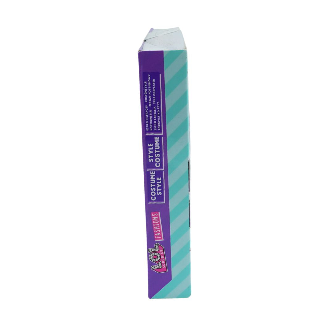 LOL Surprise side on box with a blue and purple design