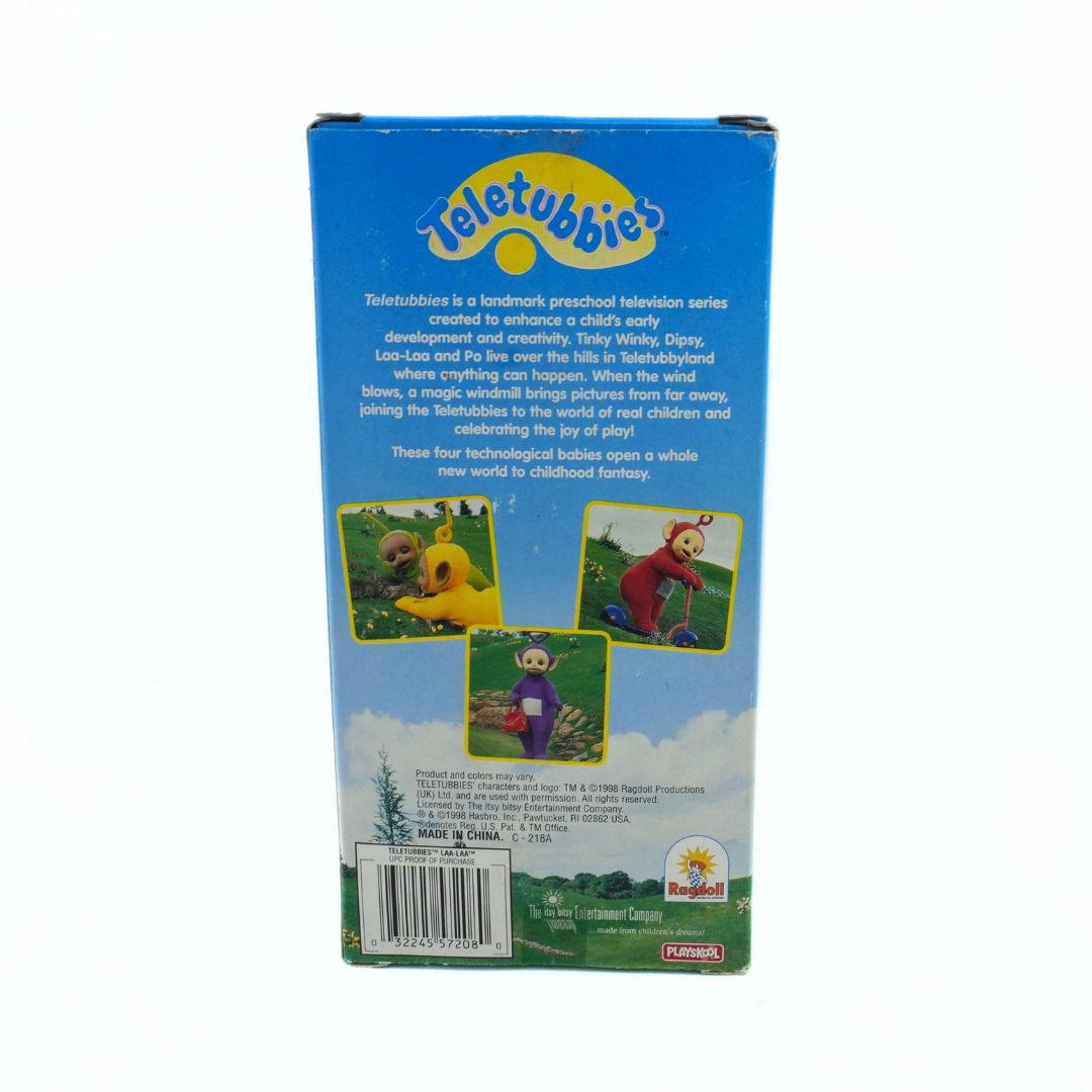 Back of a Teletubbies toy packaging with branding and product details.