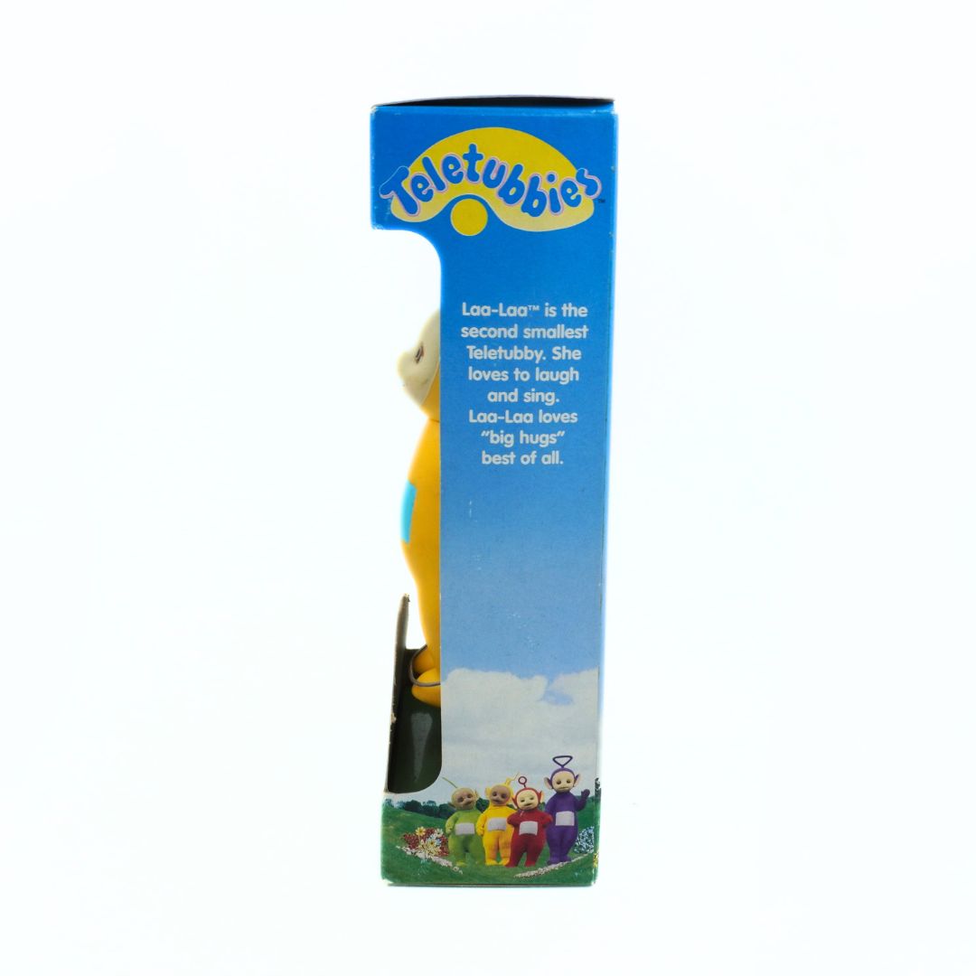 Teletubbies Laa-Laa toy figure in packaging with blue background