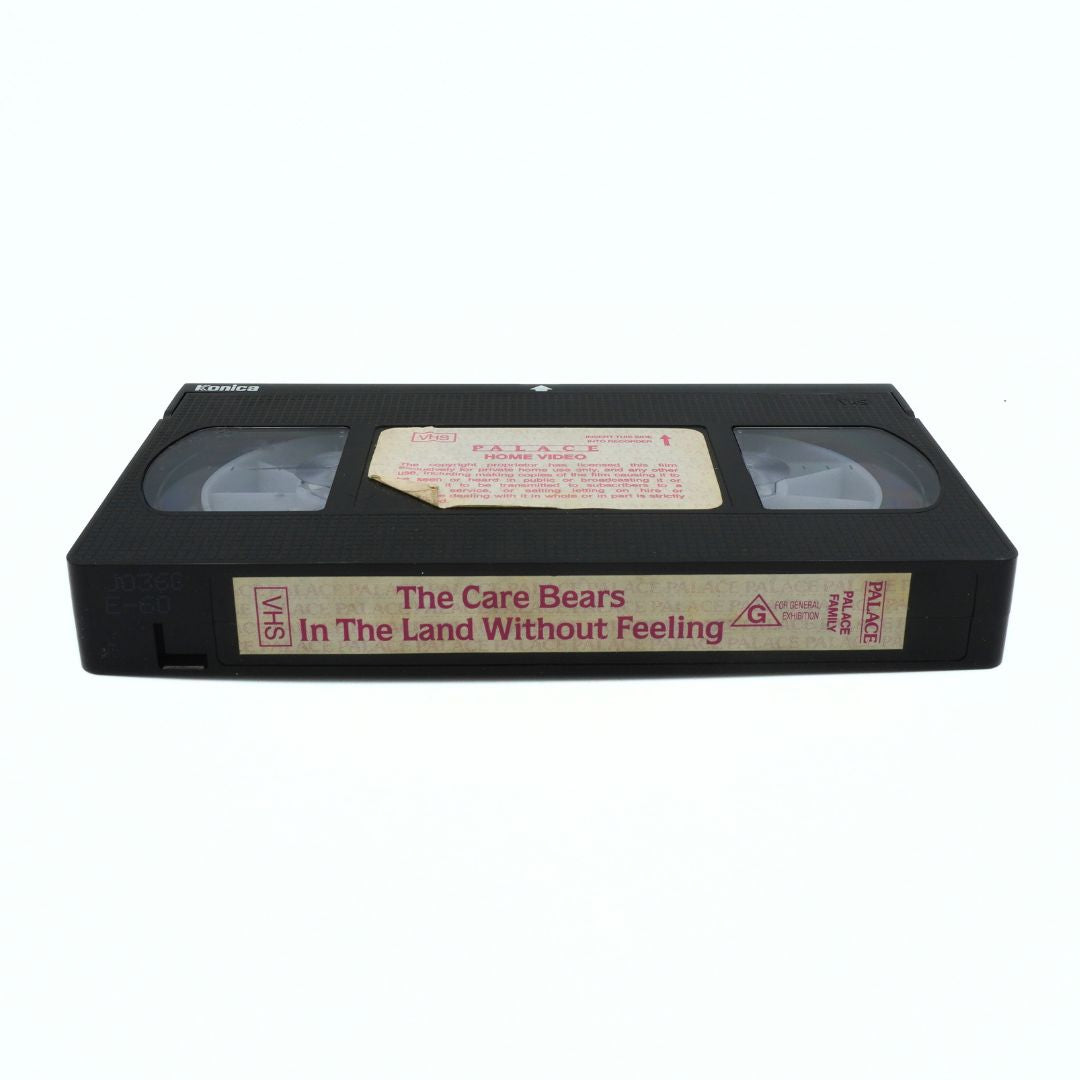 VHS tape of 'The Care Bears In The Land Without Feeling' on a white background