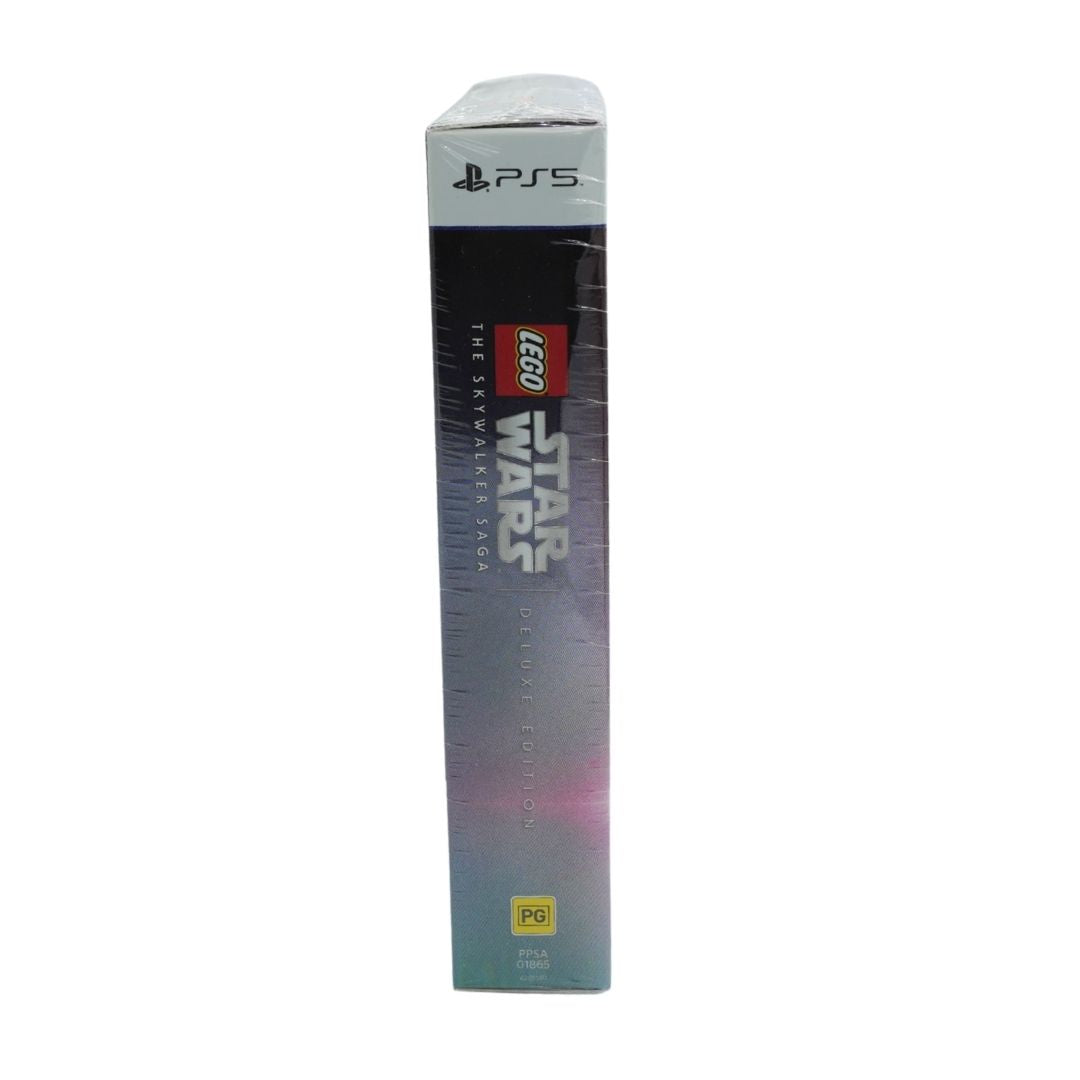 Side on photo of a sealed PS5 Star Wars Lego game on a white backdrop