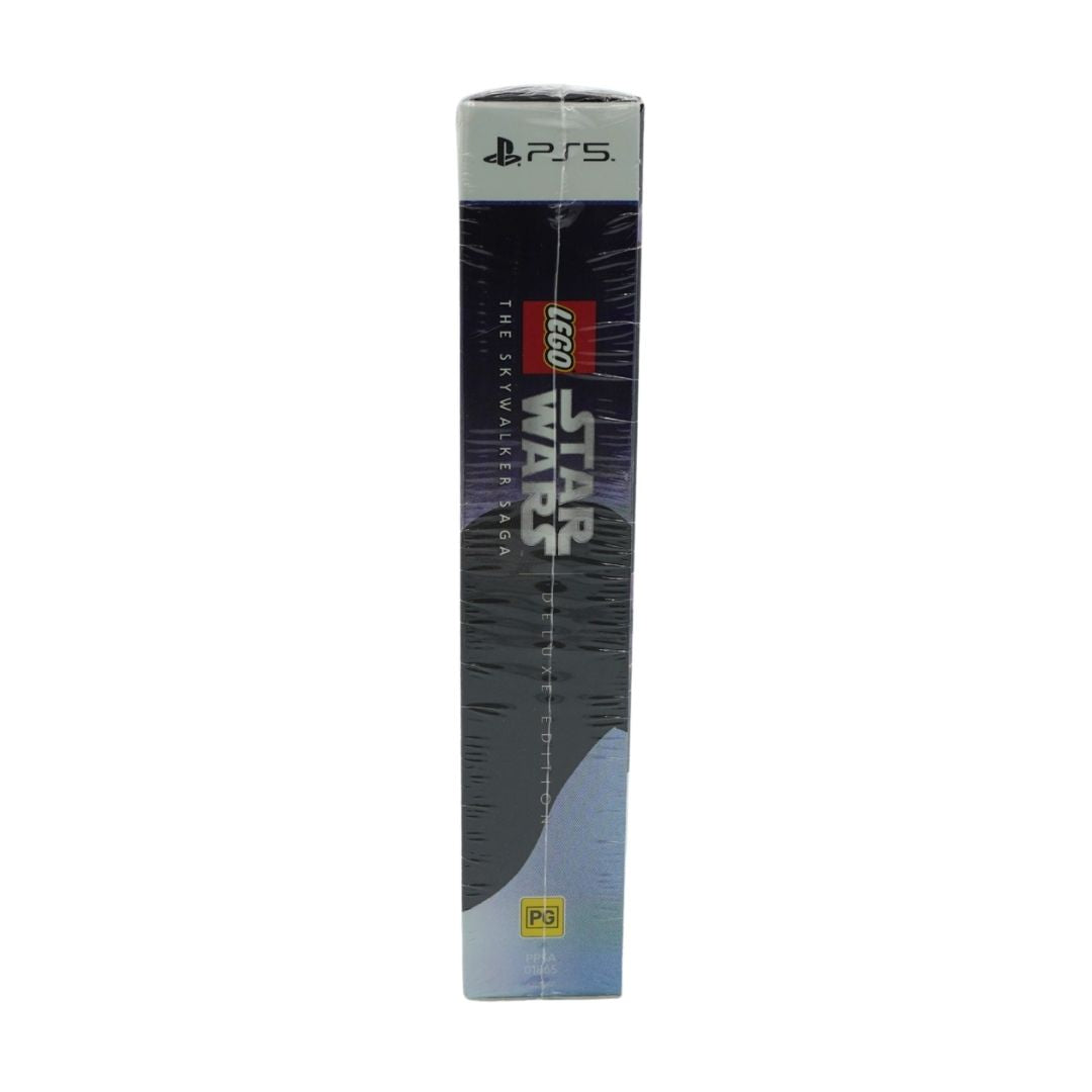 A PlayStation 5 game box for LEGO Star Wars sealed in plastic wrap, shown against a plain white background.