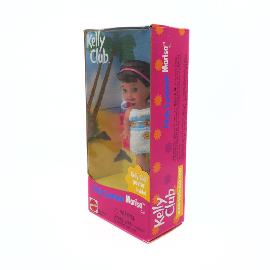 Box of a Kelly Club doll with a pink and blue design
