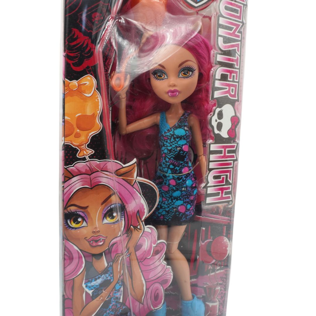 Monster High doll in packaging with character illustration on a white background
