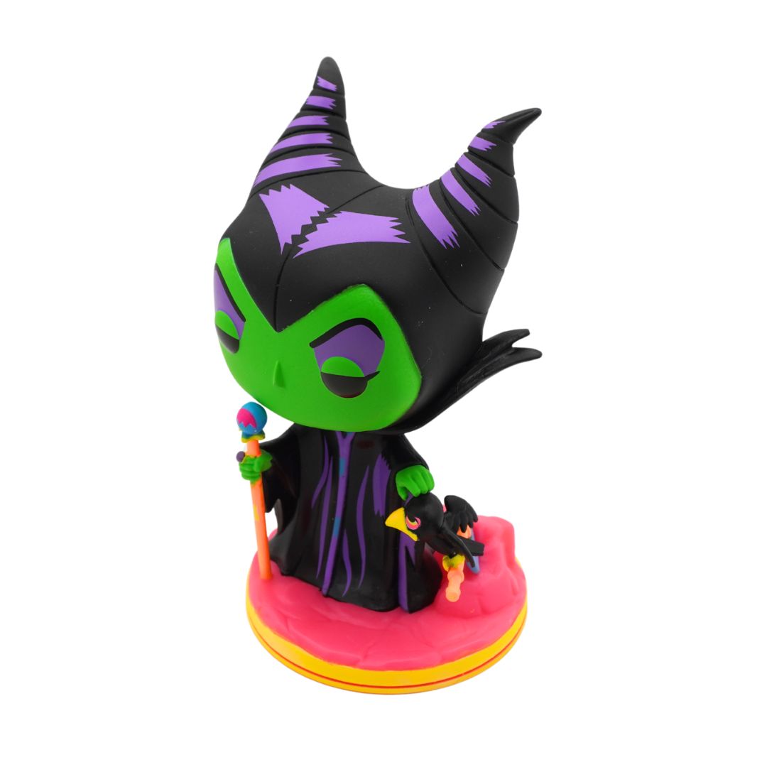 Neon green, purple and pink vinyl figure of Maleficent from Sleeping Beauty