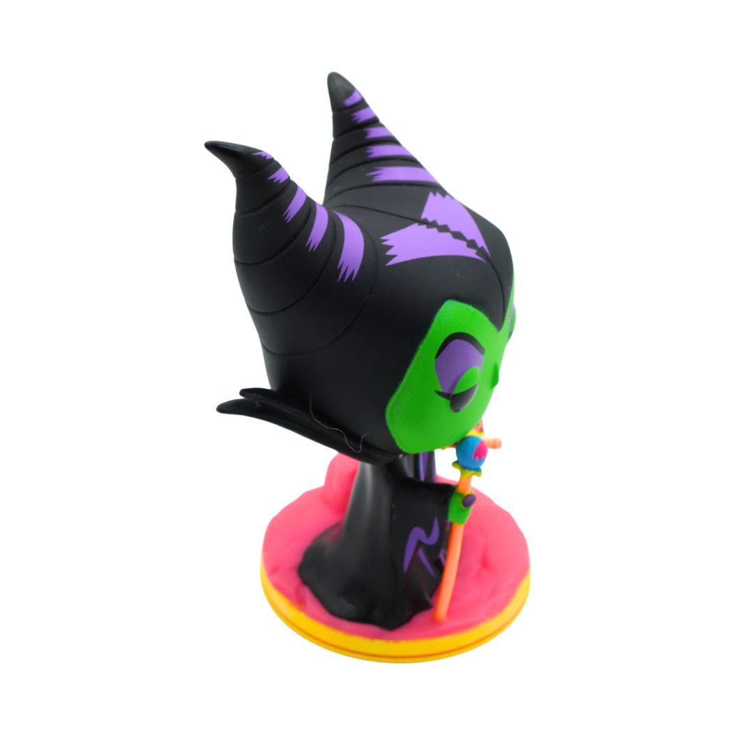 Neon green, purple and pink vinyl figure of Maleficent from Sleeping Beauty