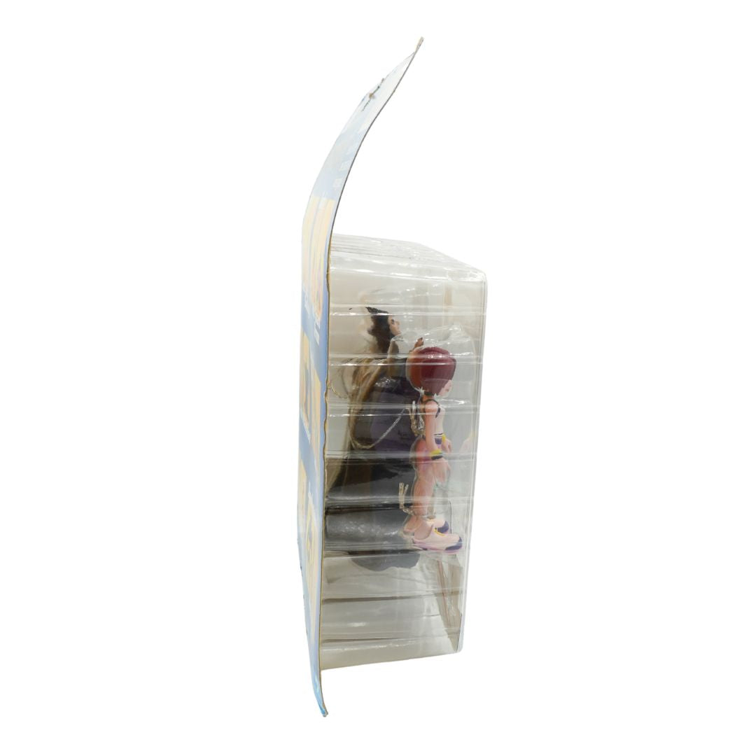 A packaged anime figurine of a female character displayed inside a clear plastic blister pack with a printed backing card on a white background.