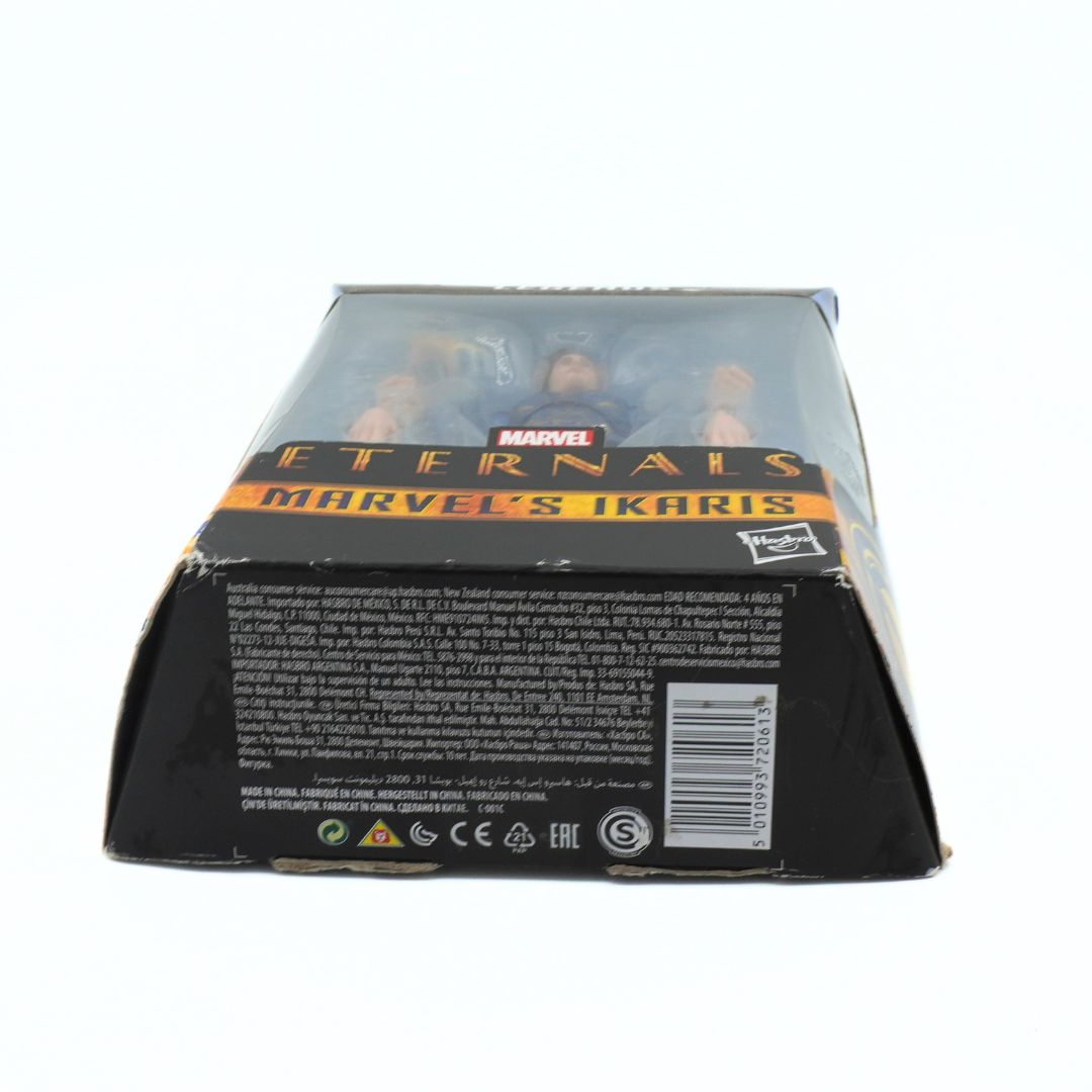 Marvel Eternals action figure packaging with character images and branding on a white background