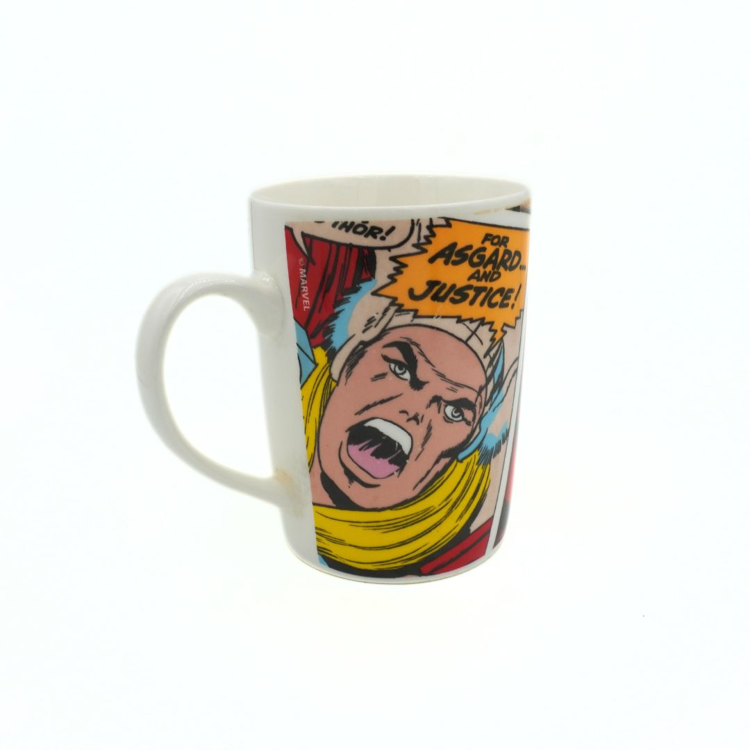 Mug with superhero design on a white background
