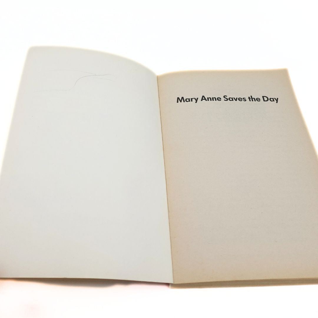 Internal page showing minor pencil marks from a 1995 edition of Mary Ann Saves the Day