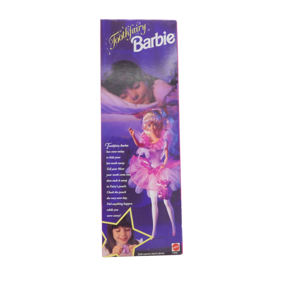 Tooth Fairy Barbie packaging with a purple background