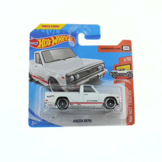 Hot Wheels Mazda Repu toy car in packaging on a white background