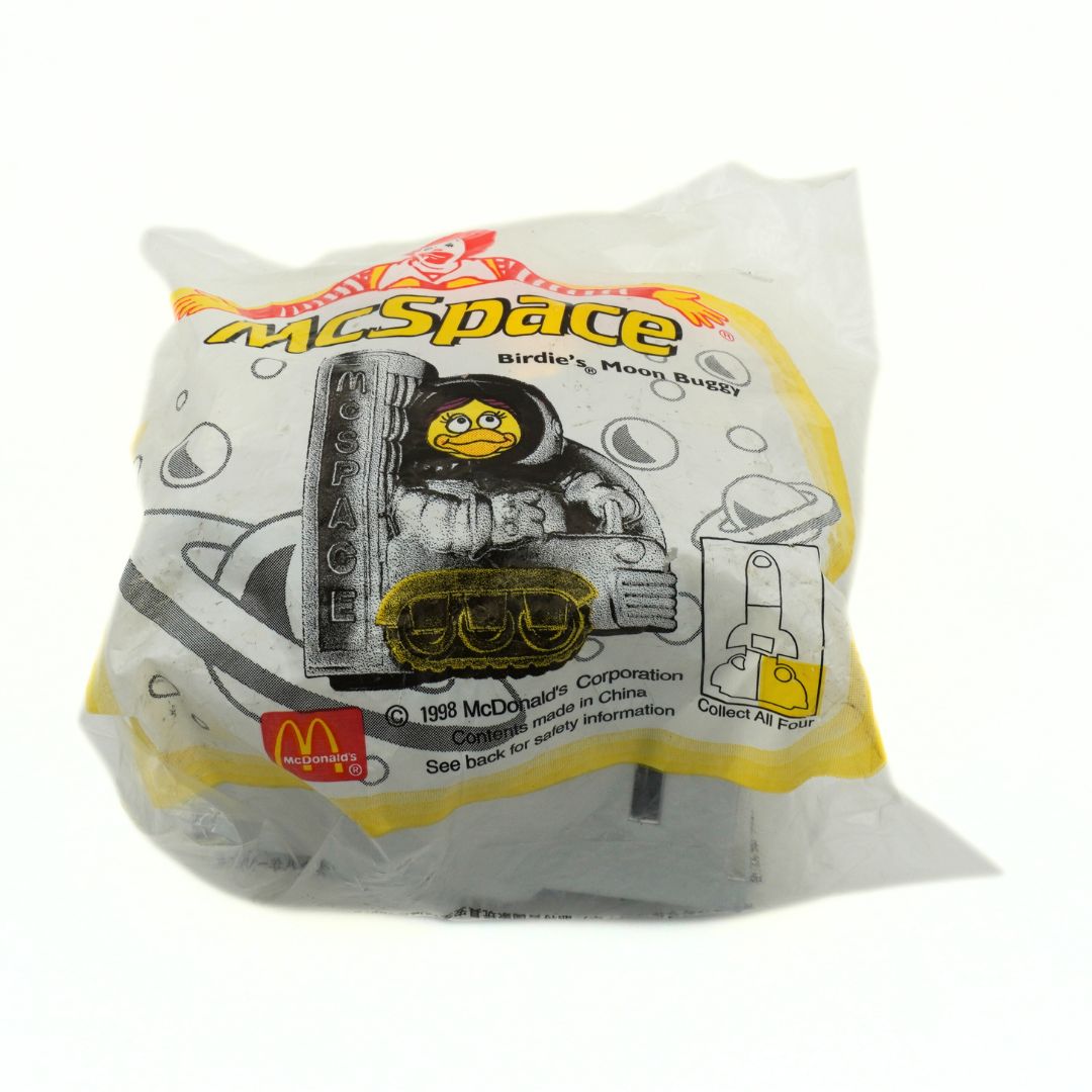 An unopened 1998 Happy Meal toy of Birdies Moon Buggy released in the McSpace line