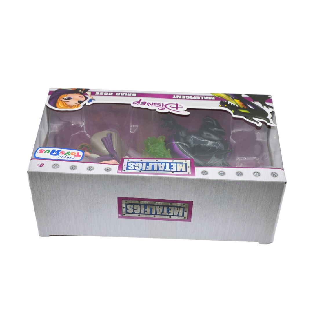 Disney Metalfigs toy in its original retail packaging, featuring a silver box with a clear plastic window displaying the purple and black brain-shaped toy inside.