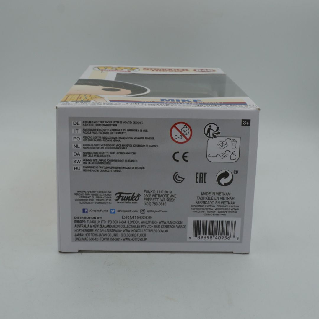 Back of a Funko Pop! vinyl figure box with branding and product information on a gray background