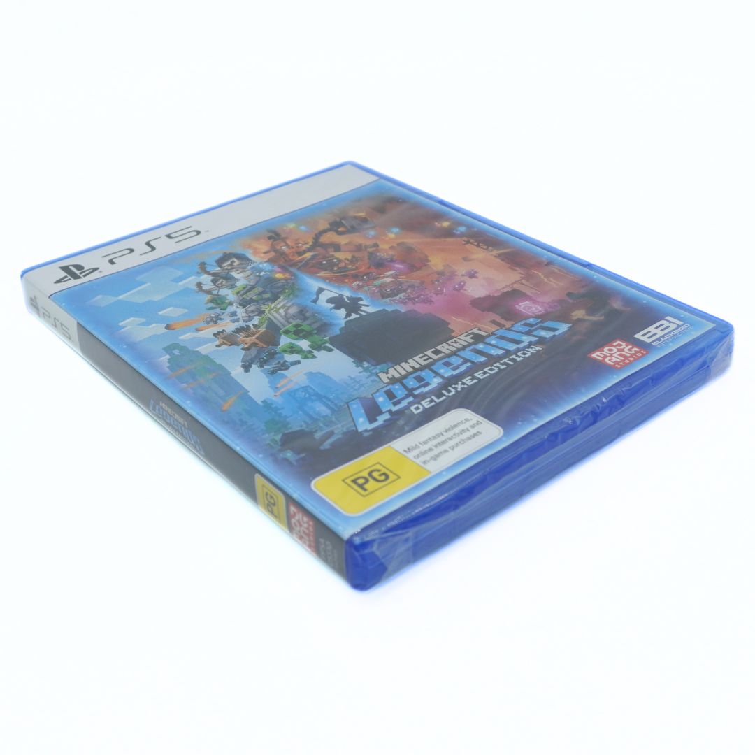 PS5 Slim Legends Deluxe Edition game case in its original blue plastic shrink wrap, showing the PlayStation 5 branding and the game's colorful cover art on a white background.