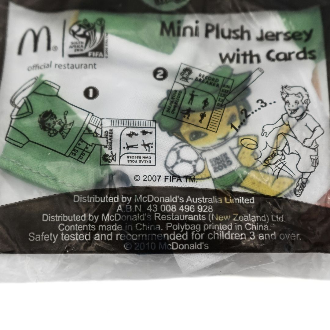 Close up photo of the 2010 Happy Meal Mini Plush Jersey toy