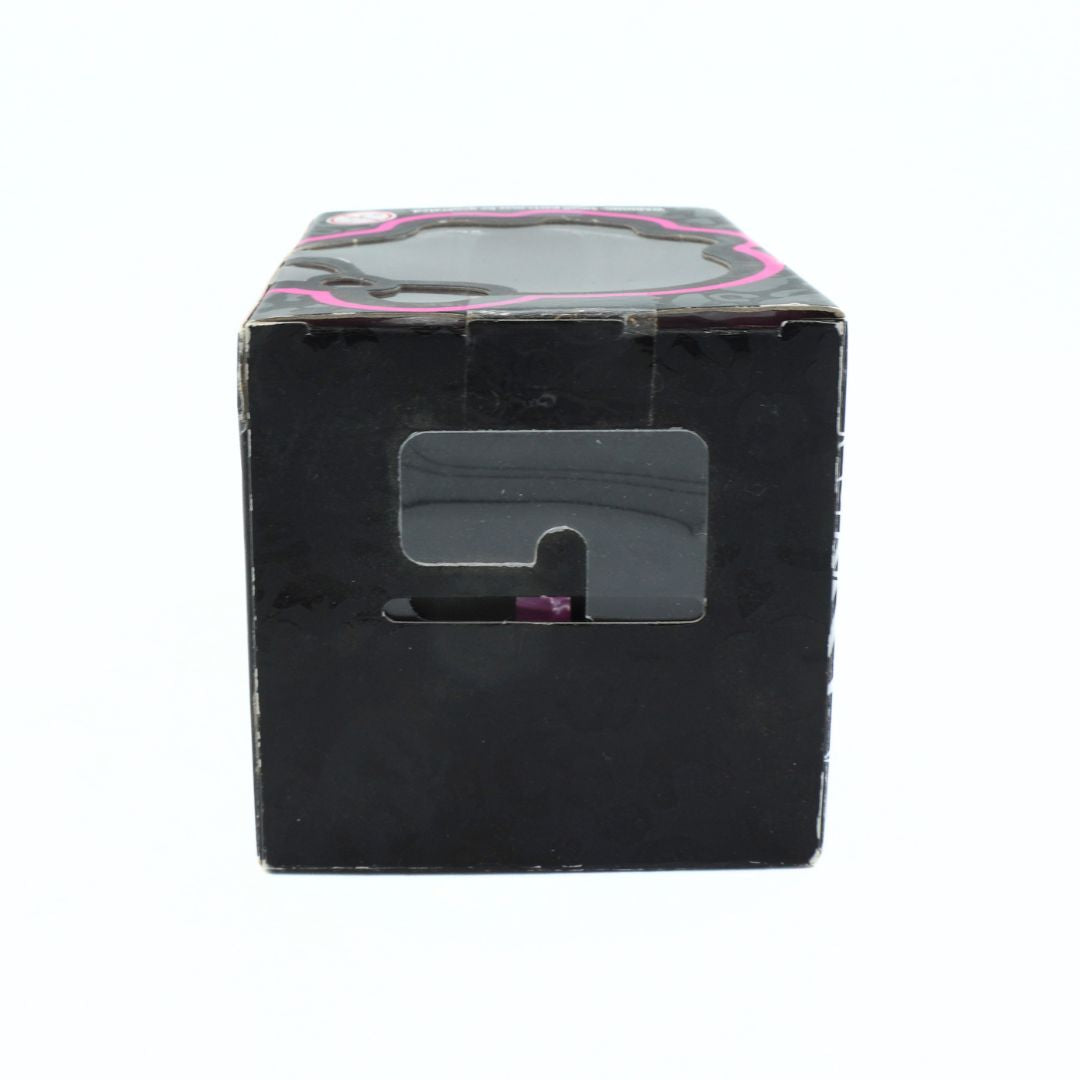 Black cardboard box with a clear window on a white background