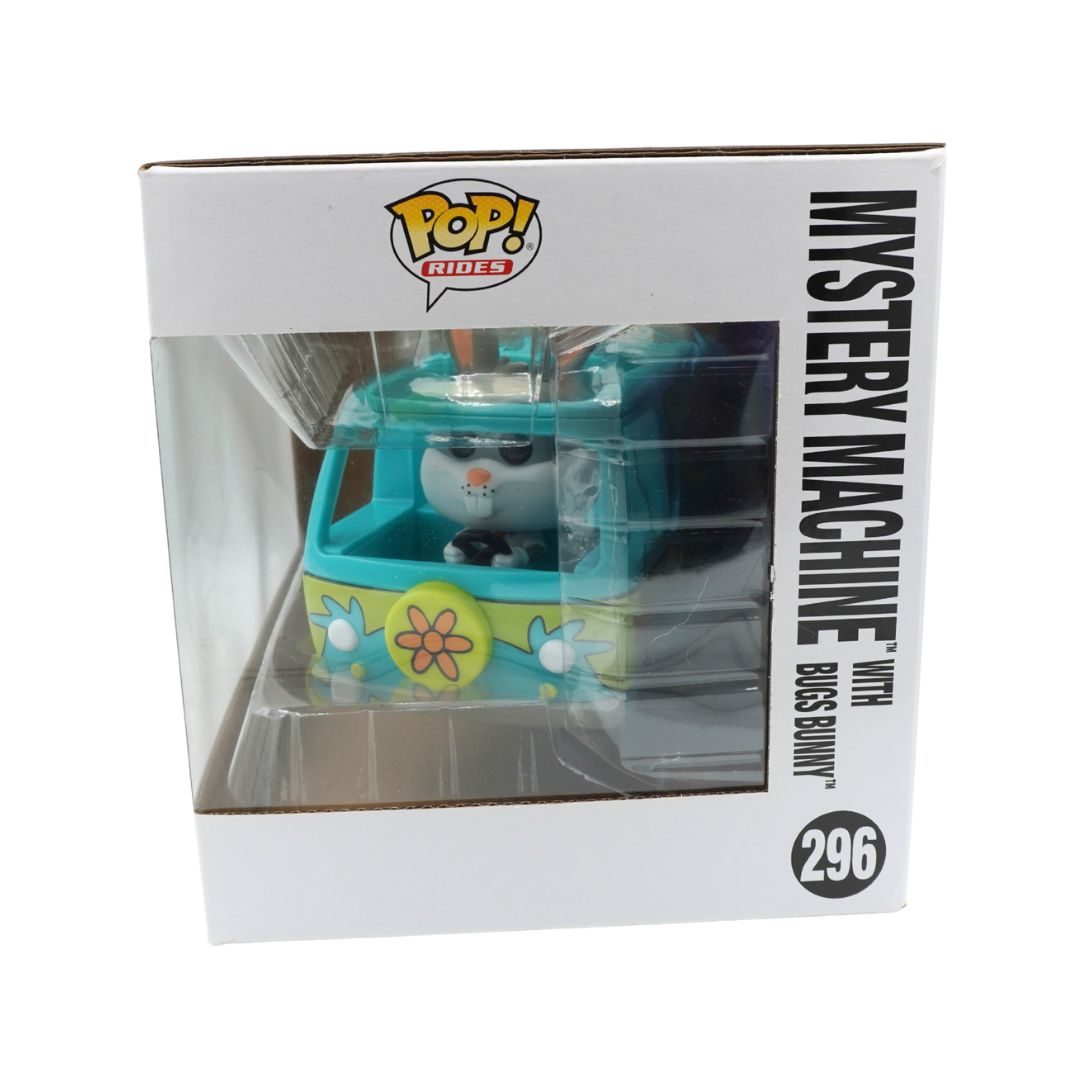 Funko Pop! Ride Mystery Machine with Bobs Buntin vinyl figure in its original white window box packaging, featuring the Funko Pop! Ride logo and 'MYSTERY MACHINE WITH Bobs Buntin' text.