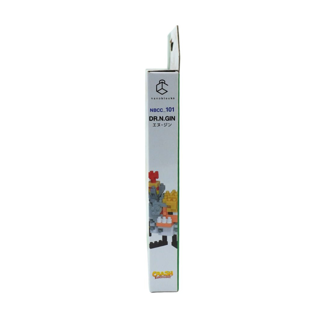 A tall, narrow white product box for a small building block set, featuring the text 'NCC 101 DR.N.
