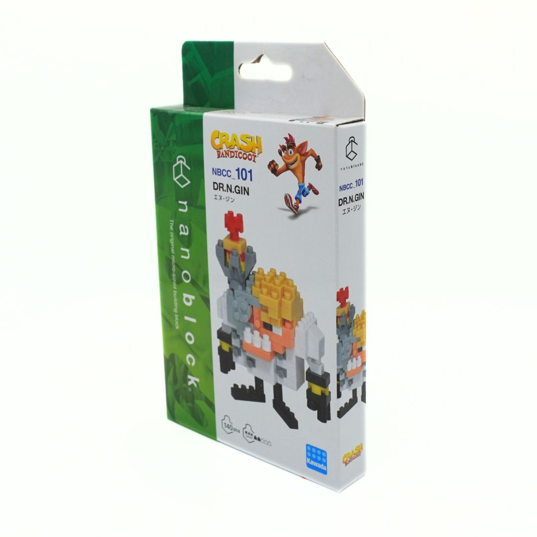 Crash Bandicoot Nanoblocks NBCC_101 Dragon building block toy in its original retail packaging, featuring Crash and the assembled dragon model on the box.