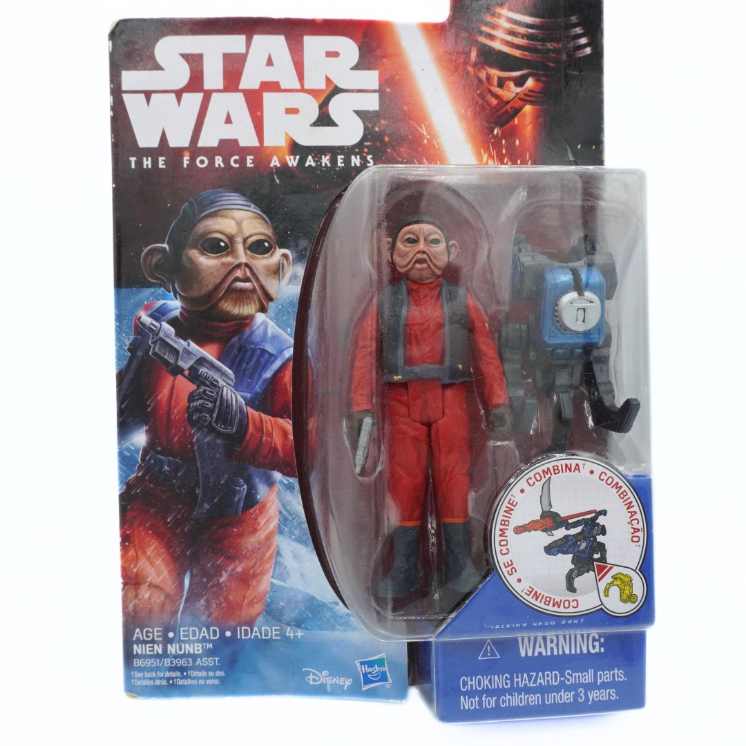 Close up of a Star Wars The Force Awakens figurine in a red and grey outfit