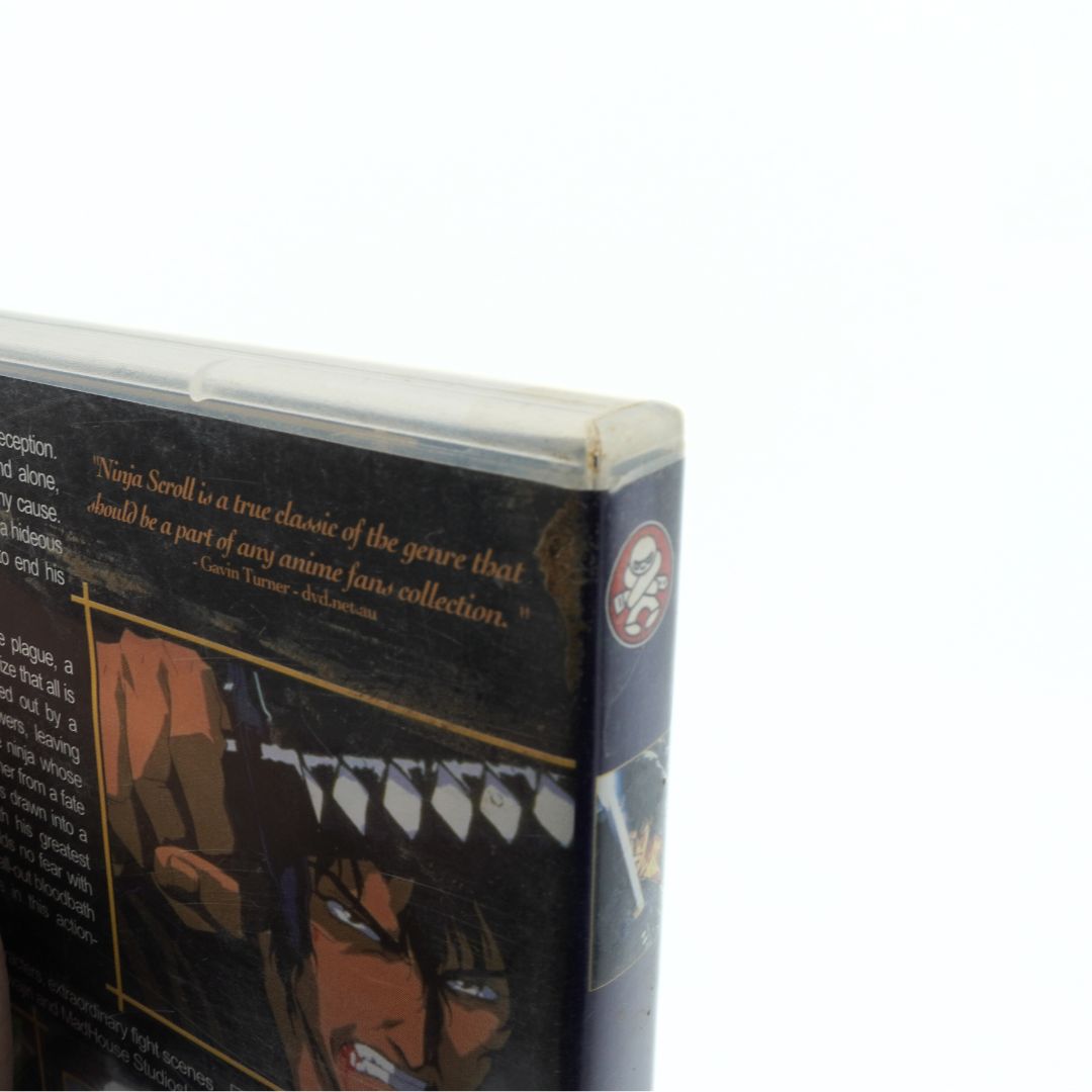 Close-up of a DVD case with text and graphics on a white background