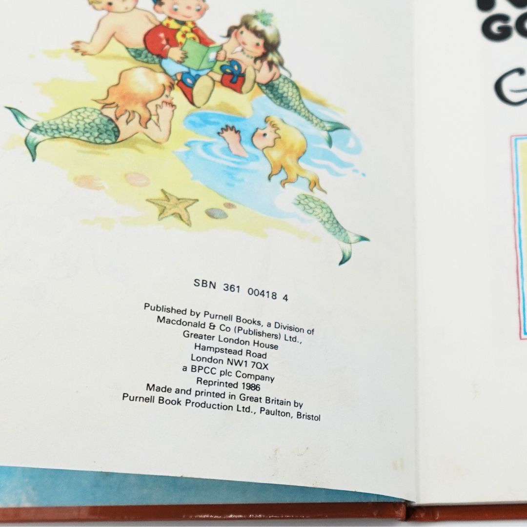 Close up of the publishing page from the Noddy Goes to Sea book