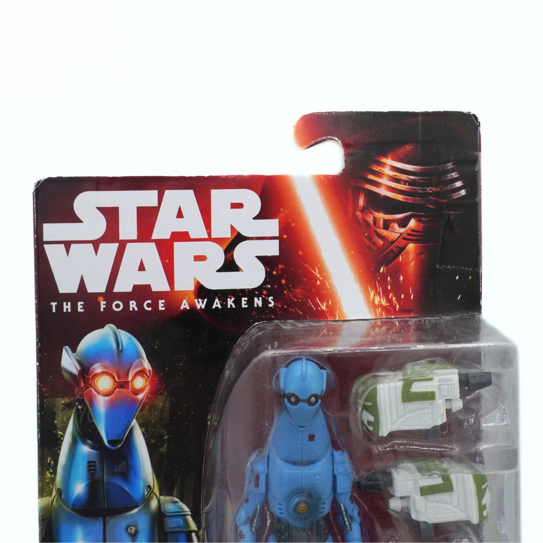 Star Wars action figure packaging with characters and lightsaber