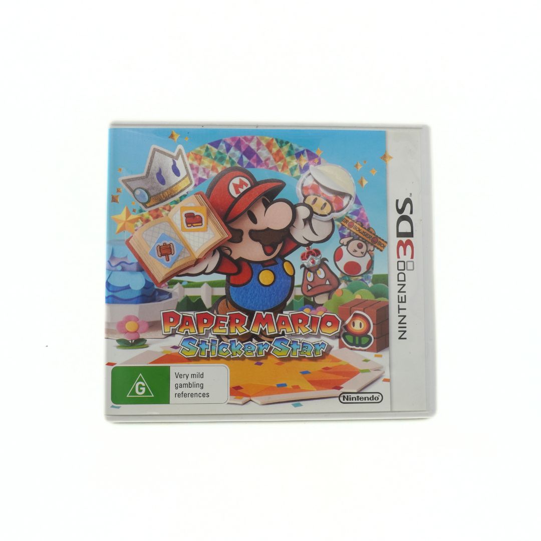 Nintendo 3DS game case for 'Paper Mario: Sticker Star' on a white background
