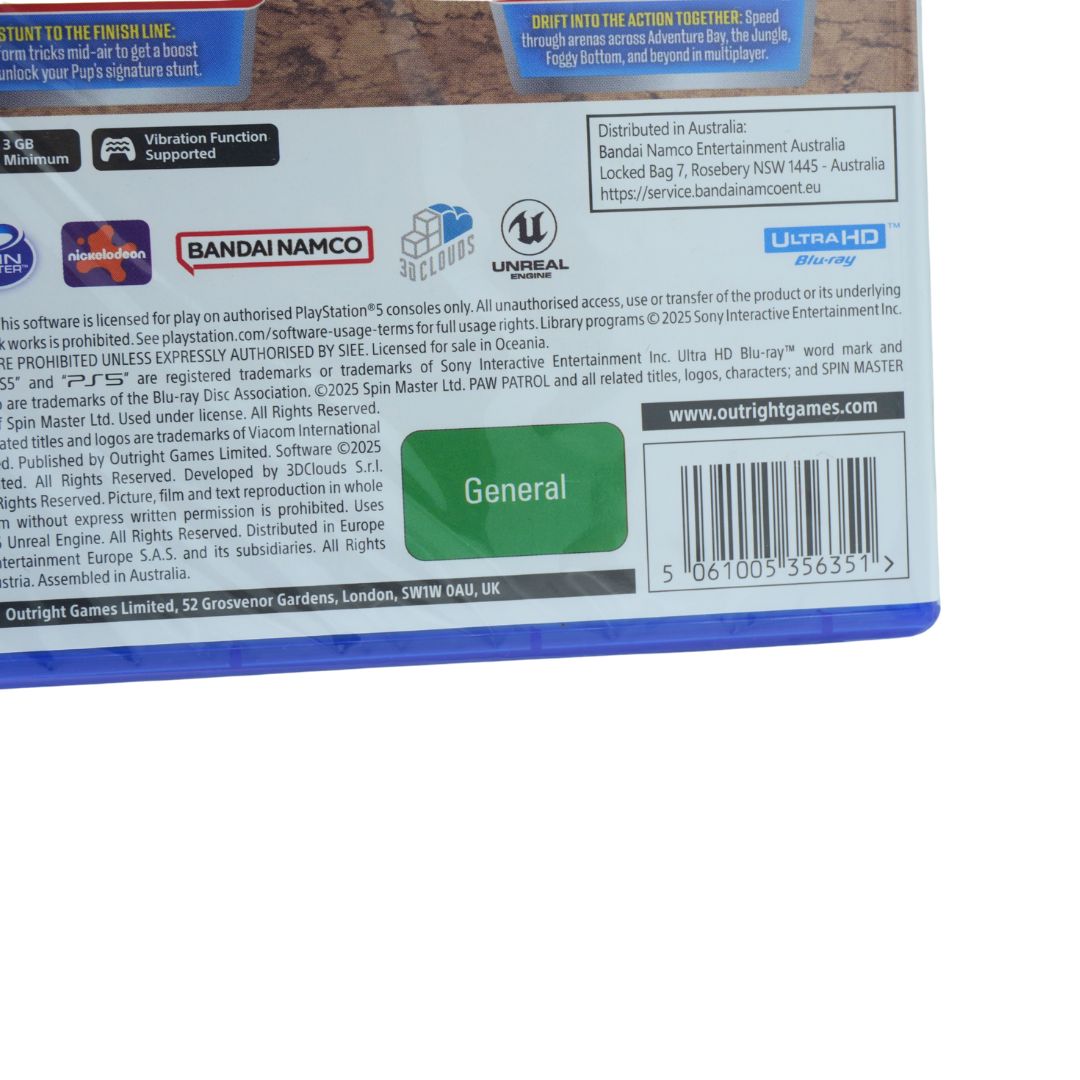The back cover of a playstation case on a white background, showing the blue plastic shrink-wrap edge, product information text, logos including PlayStation and Bandai Namco, and a barcode.