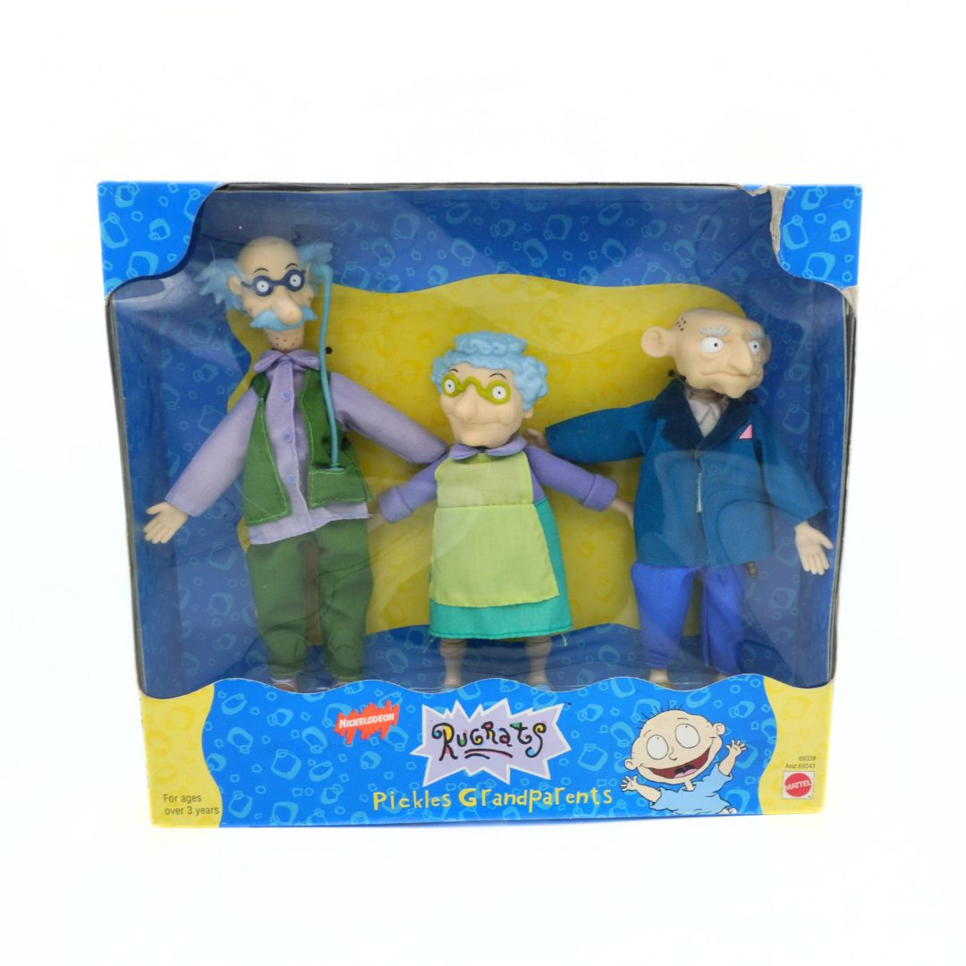 Packaged set of the Pickle's Grandparents figures from Rugrats on a white background