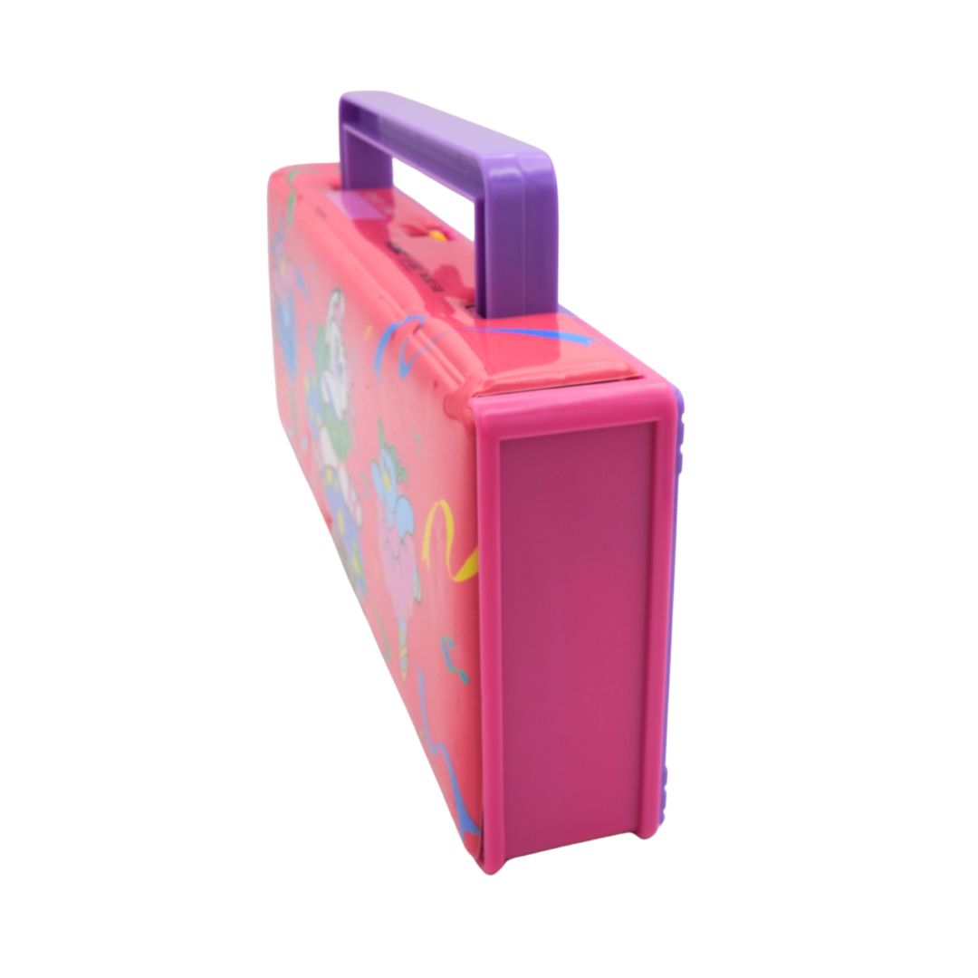 Pink and purple case with a handle on a white background
