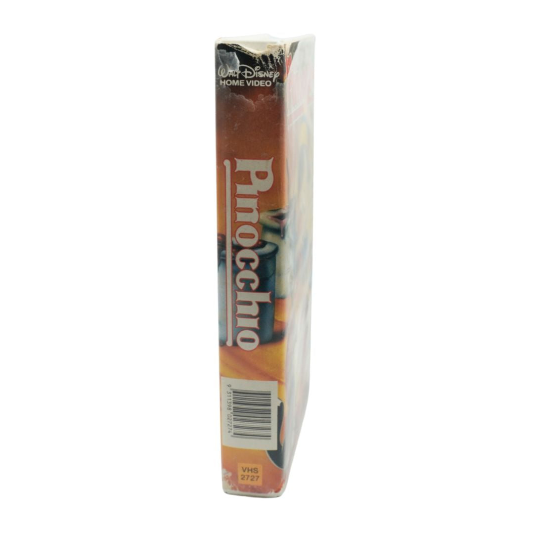 A side on image of a Pinocchio VHS tape case.