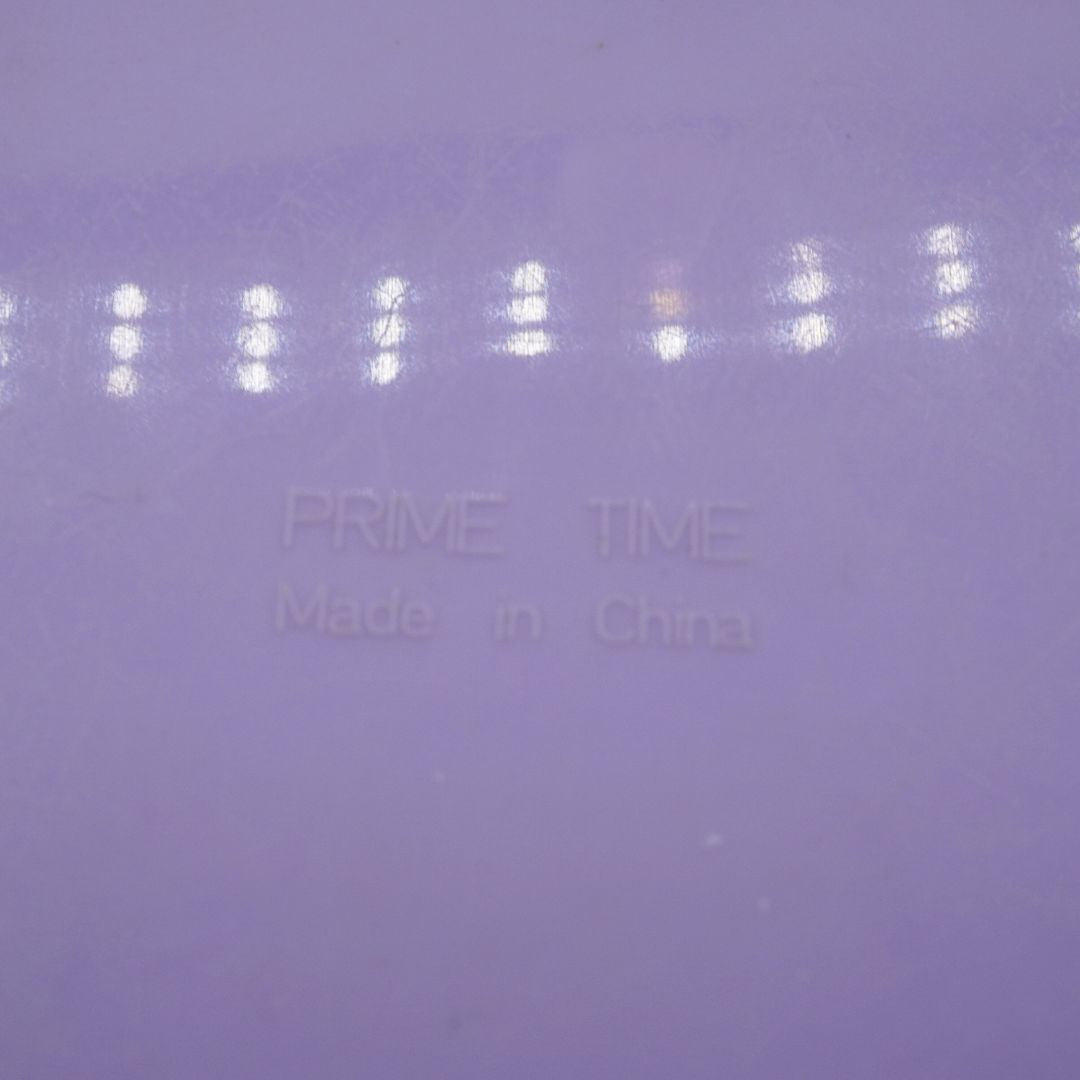 Text 'PRIME TIME Made in China' on a purple background